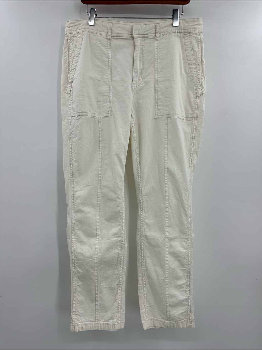 Anthropologie The Wanderer Cream/White Straight-Leg Utility Pants